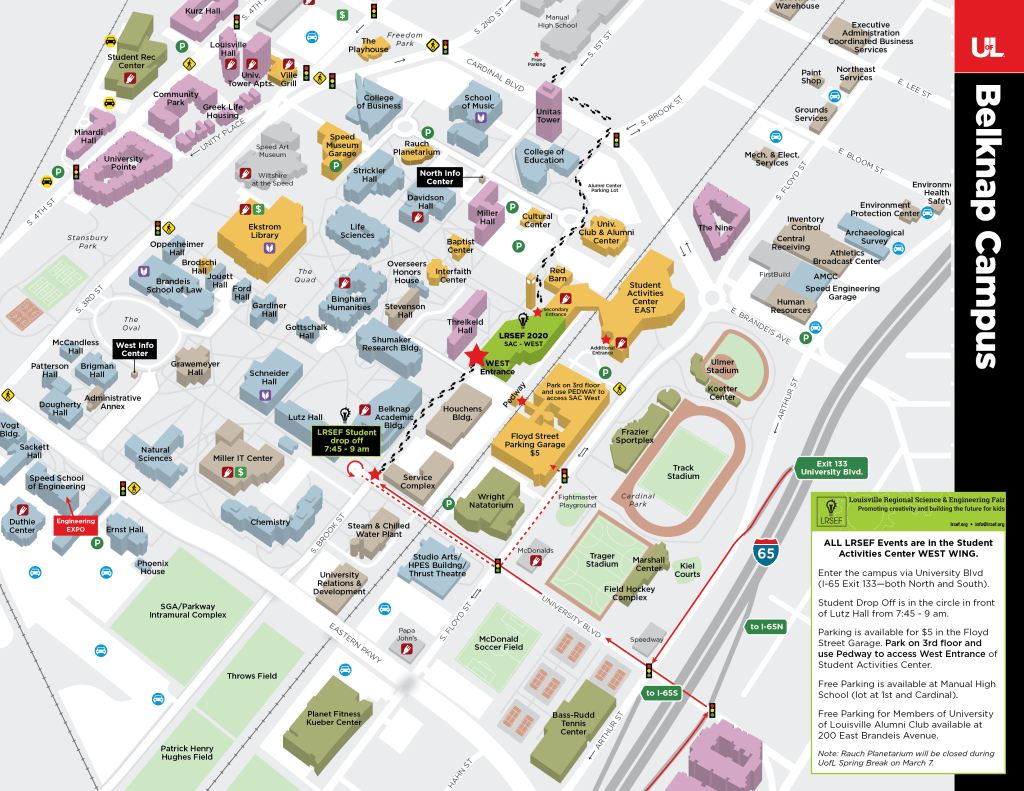 belknap campus map - Directions & Parking - LRSEF  - Louisville Regional Science