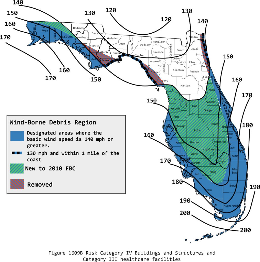 wind borne debris region map - map-wind-borne-debris-region-florida-building-code ()  Bayside