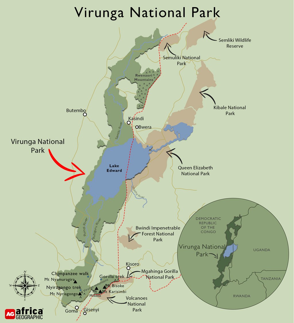 virunga national park map - Virunga National Park - Africa Geographic
