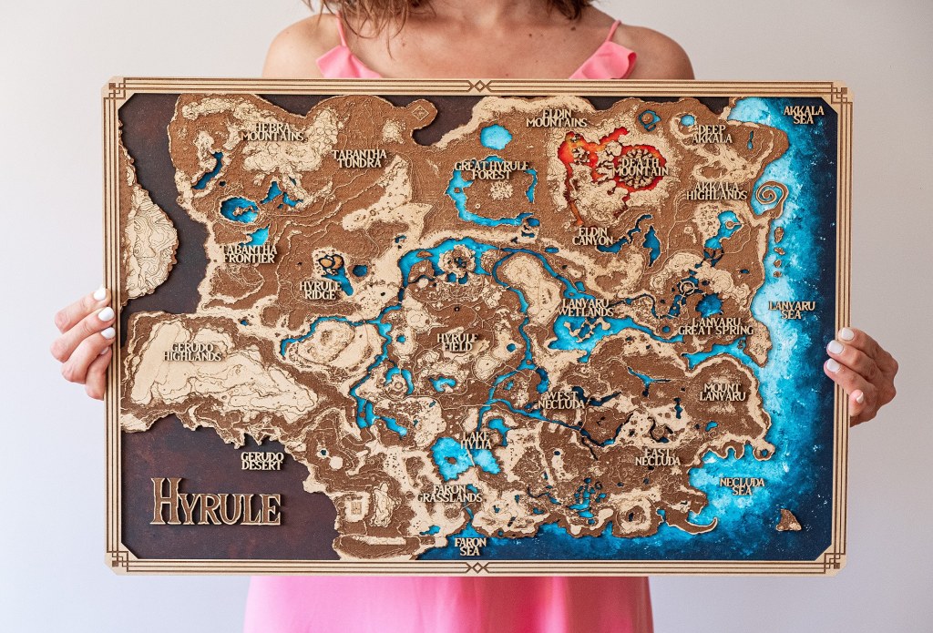 zelda map wood - Zelda wood map gift for him zelda map hyrule custom - Etsy