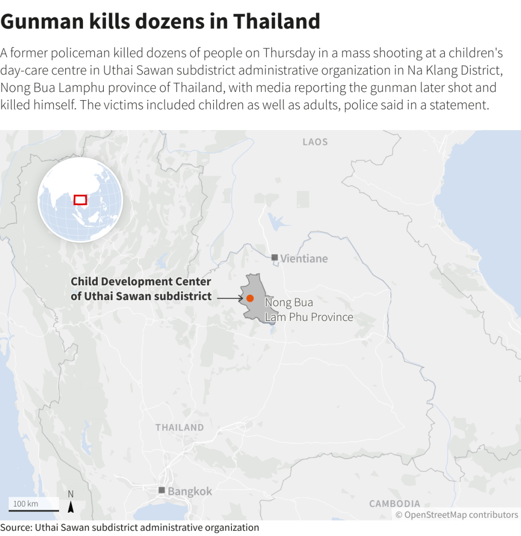 uthai sawan thailand map - Families traumatised by Thailand attack cling to slain children