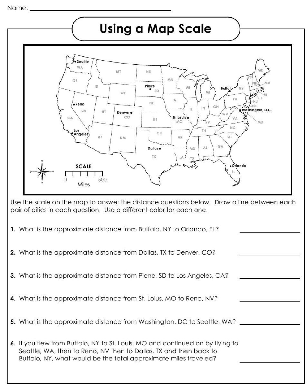 finding scale factor worksheet using map scale worksheet map